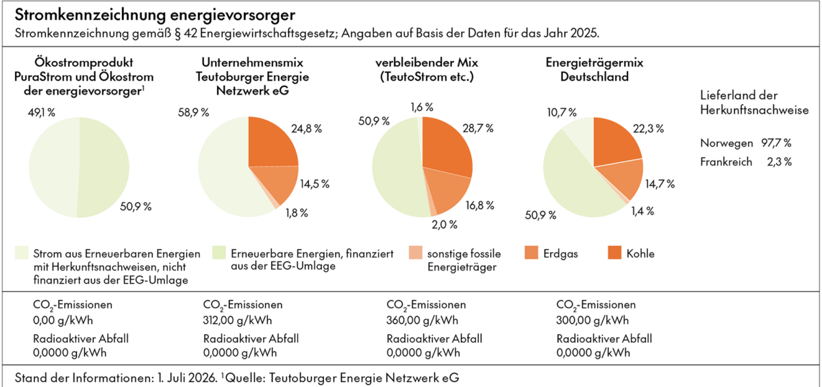Tabelle Stromkennzeichnung aus dem Jahr 2022